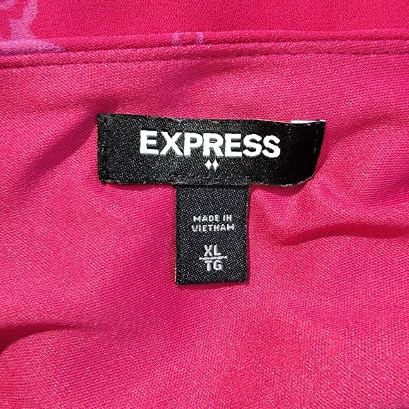 Express Sleeveless Front Tie Wide Leg Jumpsuit Magenta Purple Floral XL - Picture 7 of 11